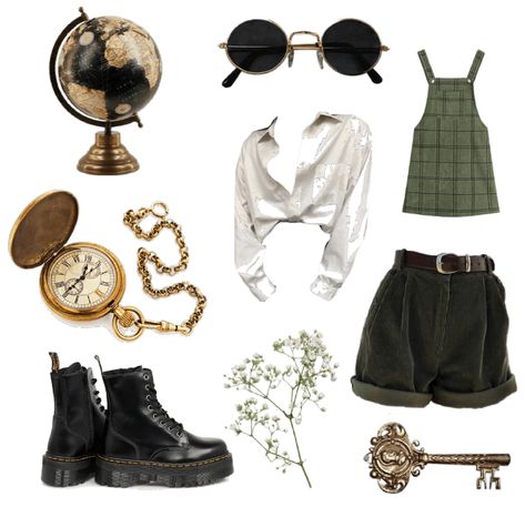 Green Academia Aesthetic Outfit, Dark Outfit Ideas, Green Academia Outfit, Green And Gold Outfit, Nature Aesthetic Outfit, Polyvore Outfits Aesthetic, Light Academia Outfit, Dark Outfit, Outfit Summer Casual