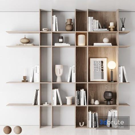 Office Rack Design, Minimalist Bookshelf Ideas, Modern Library Design Home, Wall Library Design, Archive Room, Book Shelf Design, Modern Bookcase Design, Modern Book Shelf, Modern Bookshelf Design