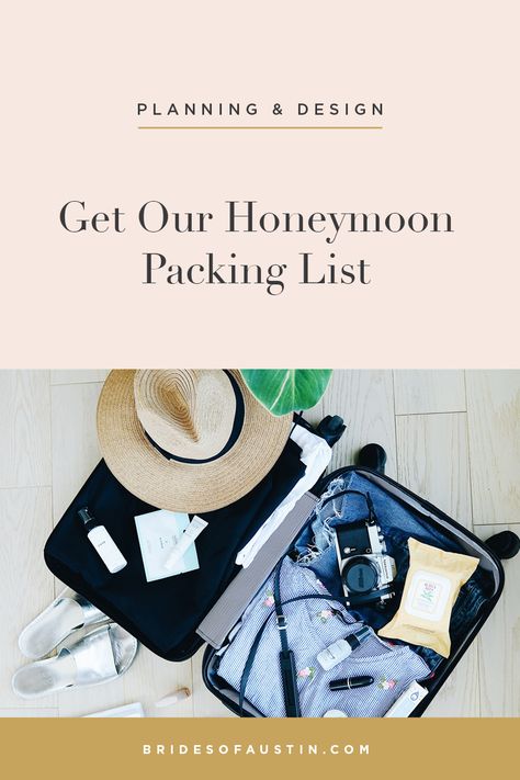 We all know that packing for a vacation is a nuisance, especially when you are busy planning a wedding. Whether you go on your honeymoon immediately after the reception or even a month later, you’ll be glad you have a checklist in hand to prep for the occasion. There’s nothing worse than getting to your destination just to realize you’ve forgotten something! We have highlighted some tips and tricks to make your honeymoon experience a bit smoother plus are sharing our honeymoon packing list! Honeymoon Planning Checklist, Honeymoon Checklist, Honeymoon Packing List, Honeymoon Packing, Honeymoon Planning, Houston Wedding, Planning A Wedding, North Texas, Lists To Make