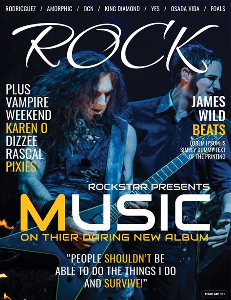 Free Rock Music Magazine Cover Template #AD, , #Paid, #Music, #Rock, #Free, #Template, #Cover Rock Magazine Cover, Music Magazine Cover, Magazine Examples, Magazine Back Cover, Rock Magazine, Magazine Cover Template, Magazine Layout Inspiration, Poster Sport, David Carson