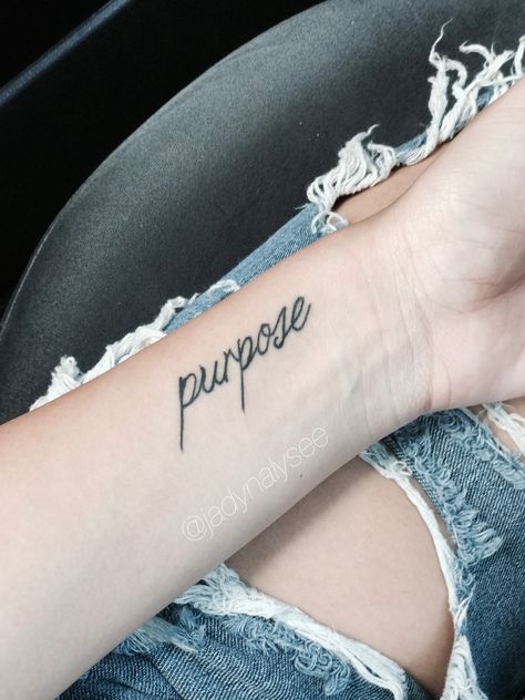 Purpose tattoo.. #purpose #tattoo #cursive #word #wrist #pretty Find Your Purpose Tattoo, Purpose Tattoo Ideas, Perseverance Tattoo, Purpose Tattoo, Tattoo Cursive, Tattoos That Mean Something, Hourglass Tattoo, Cursive Tattoos, Tattoos Arm