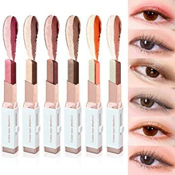 LOKFAR 12 Colors Glitter Eye-shadow Stick Set, Two-Tone Shimmer Gradient Eyeshadow Stick Double Colors Eyeshadow Stick Waterproof Glitter Eye Stick Eyeshadow Pen for Women Eye Makeup (6 Pcs) Eyeshadow Stick, Waterproof Eyeshadow, Shimmer Eyeshadow, Shadow Sticks, Acrylic Nail Set, Glitter Eyes, Glitter Eyeshadow, Glitter Makeup, Eyeshadow Makeup