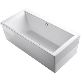 Kohler Stargaze 72-In White Acrylic Rectangular Center Drain Freestanding Bathtub 6366-0 Kohler Tub, White Tub, Acrylic Tub, Bathtub Drain, Tub Doors, Standing Bath, Freestanding Bath, Soaking Bathtubs, Free Standing Bath