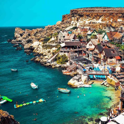 Mellieha Bay Malta, Malta Mellieha, Visiting Malta, Shelly Duvall, Popeye Village, Mystery Island, Travel Malta, Malta Beaches, Travel Itinerary Planner