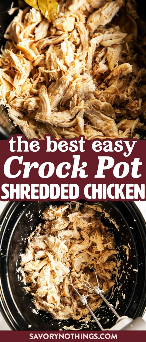 What a great recipe to have on hand when time is tight - with a quick prep time and the option to cook in the slow cooker all day, you'll have the most delicious shredded chicken for dinner with barely any hands-on work. Includes freezer instructions, too! Crock Pot Shredded Chicken, Crockpot Shredded Chicken, Shredded Chicken Sandwiches, Shredded Chicken Crockpot, Slow Cooker Shredded Chicken, Make Shredded Chicken, Best Crockpot, Shredded Chicken Recipes, Chicken Breast Seasoning