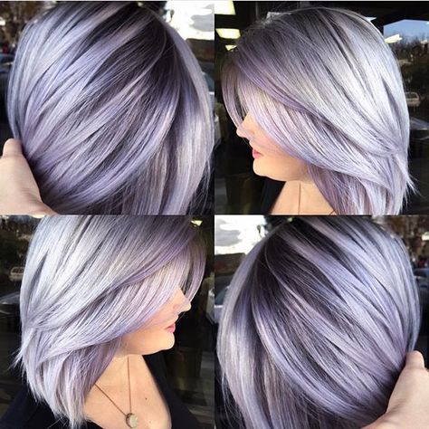 Silver lavender hair color and smooth bob with shadow base by @makeupbyfrances #hotonbeauty Silver Lavender Hair, Lavender Hair Colors, Hair Color Pastel, Lavender Hair, Hair Color Purple, Fresh Hair, Scene Hair, Grey Hair Color, Mermaid Hair