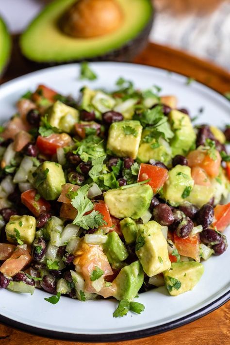 Avocado & Black Bean Salad | Food with Feeling Avocado Bean Salad, Bean Salad Recipes Healthy, Black Bean Salad Recipe, Bean Salad Recipe, Avocado Salad Recipes, Nutrition Food, Black Bean Salad, Bean Salad Recipes, No Cooking