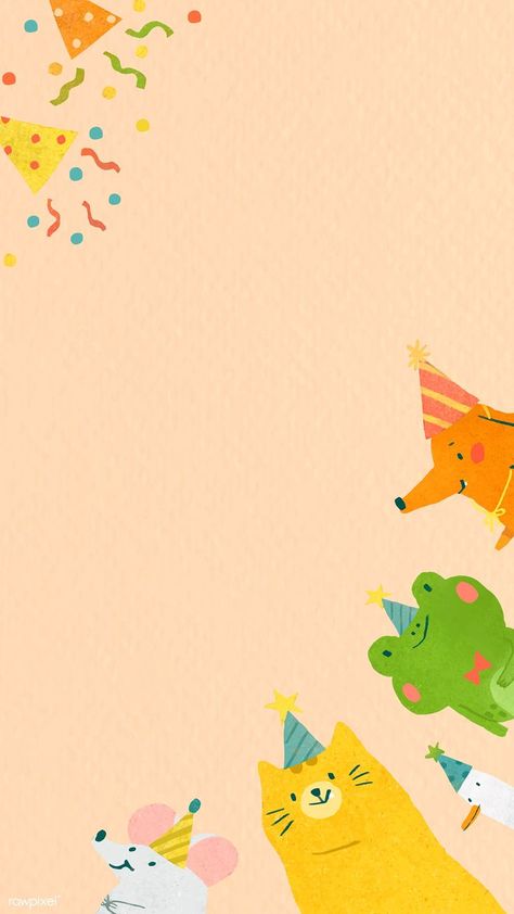 Animal Frame, Birthday Animals, Party Frame, Mobile Phone Wallpaper, Frog Wallpaper, Doodle Frame, Happy Birthday Wallpaper, Birthday Illustration, Birthday Wallpaper