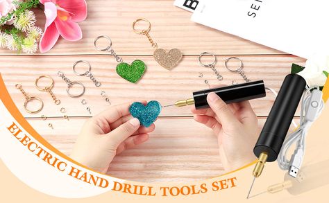 Amazon.com: Electric Hand Drill Tools Set for Resin Casting Molds, Electrical Pin Vise Kit with 8 Pieces Drill Bits (0.8 to 1.2 mm) for Resin Plastic Wood Polymer Clay Jewelry Keychain Pendant Making Supplies : Arts, Crafts & Sewing How To Use Resin Hand Drill, Amethyst Crystal Jewelry Making Tools, Polymer Clay Kawaii Jewelry Making Tools, Wood Polymer Clay, What Nail Drill Bit To Use, How To Drill Holes In Shells Dremel Tool, Electric Hand Drill, Jewelry Keychain, Pendant Making