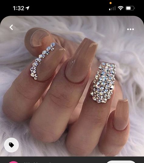 Diamond Nail Designs, Nails Design With Rhinestones, Bling Acrylic Nails, Gem Nails, Glam Nails, Diamond Nails, Coffin Nails Designs, Bling Nails, Pretty Acrylic Nails