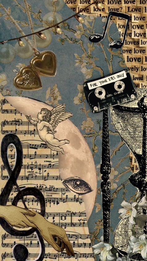 #vintage Instruments Aesthetic, Music Room Art, Music Clipart, File Decoration Ideas, Nature Collage, Sheet Music Art, Postal Vintage, Music Collage, Design Hoodie