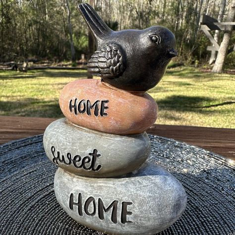 Decorative Bird ‘Home Sweet Home’ Figurine Resin Feng Shui Resin Rocks, Outdoorsy Decor, Cozy Setup, Bird Home, Bird Perch, Color Bronze, Animal Figurines, Hobby Lobby, Feng Shui