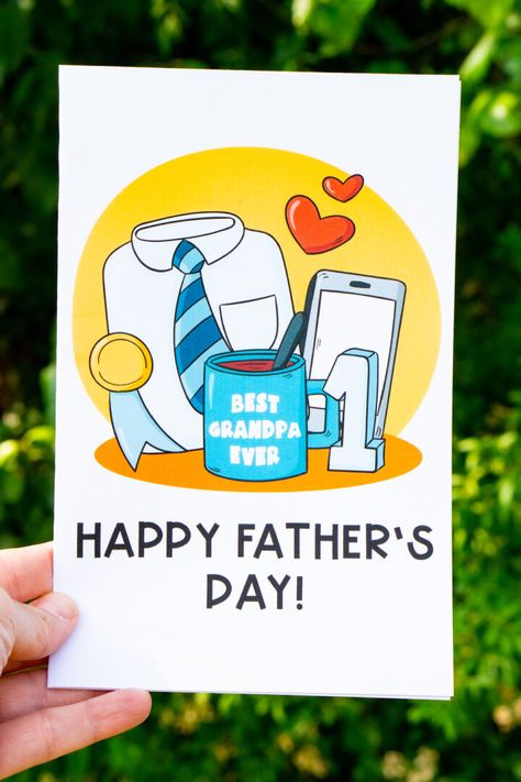 Free Printable Happy Fathers Day Cards (for Grandpas, too!) Family Binder Printables, Happy Fathers Day Cards, Family Binder, Father's Day Printable, Popular Hobbies, Patriotic Holidays, Diy Decor Crafts, Sweet Messages, Banner Printing