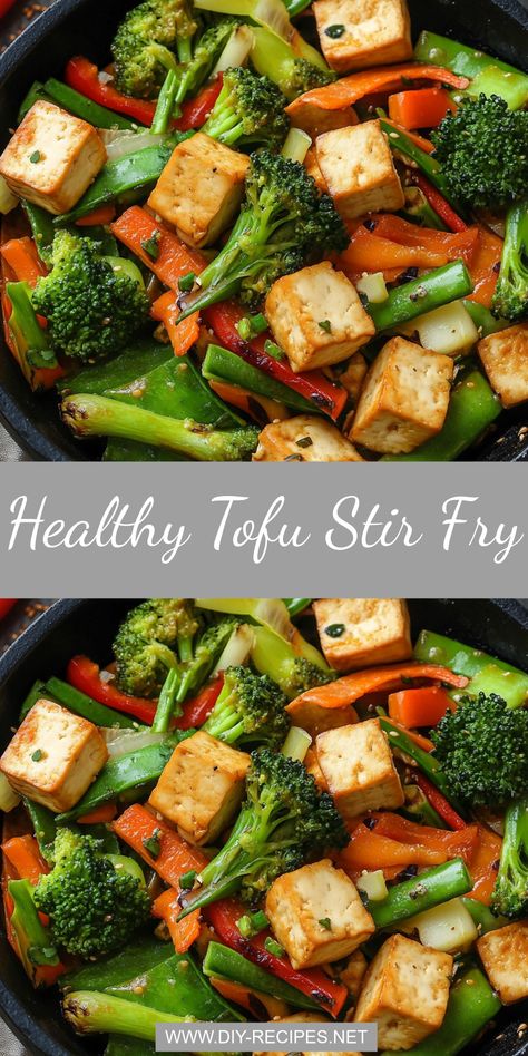 Looking for a healthy and tasty dinner option? This tofu stir fry has all the right ingredients—crisp veggies, golden tofu, and a yummy sauce. Veggie And Tofu Stir Fry, Tofu And Chicken Recipe, Chinese Tofu Recipes Stir Fry, Stir Fry Tofu And Veggies, Stir Fry Tofu, Stir Fried Tofu, Tofu And Veggies, Tufo Recipes Tofu, Tofu Stir Fry Recipe