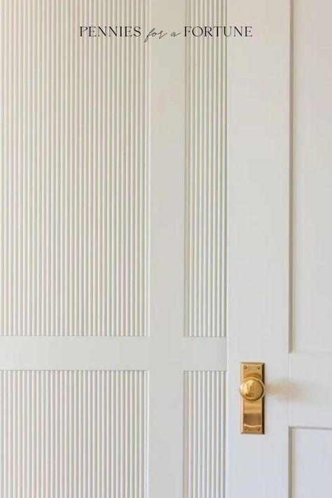 DIY Home Renovation: Reeded Wall Moulding Tutorial I Give your bedroom a makeover with this trendy fluted wall paneling! Follow this affordable and easy wall moulding tutorial for a modern DIY house improvement project to elevate your bedroom, guest room or dining room design! Learn how to craft eye-catching texture with reeded wall moulding. Revamp your rooms with stylish wall paneling, perfect for a chic home remodel. Raised Wall Paneling, Bm Proposal Paint, Modern Historic Home, Modern Wall Trim, The Mcgee Home, Interior Door Hardware, Mcgee Home, Round Moulding, Wainscoting Panels