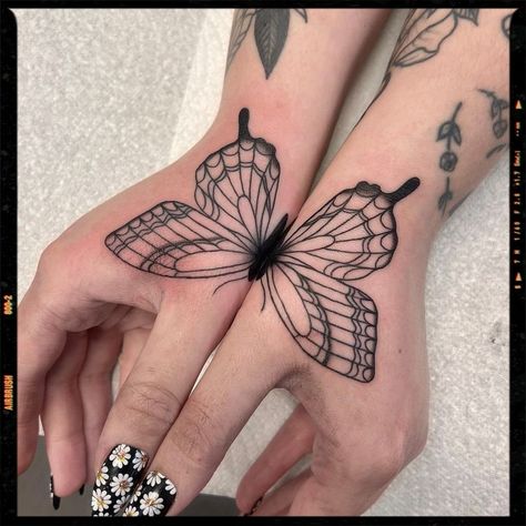 Butterfly Palm Tattoo, Half Wing Butterfly Tattoo, Monarch Hand Tattoo, Half And Half Butterfly Tattoo, Disintegrating Butterfly Tattoo, Sharp Butterfly Tattoo, Butterfly Tattoo Designs For Women Arm, Melting Butterfly Tattoo, Butterfly Elbow Tattoos For Women