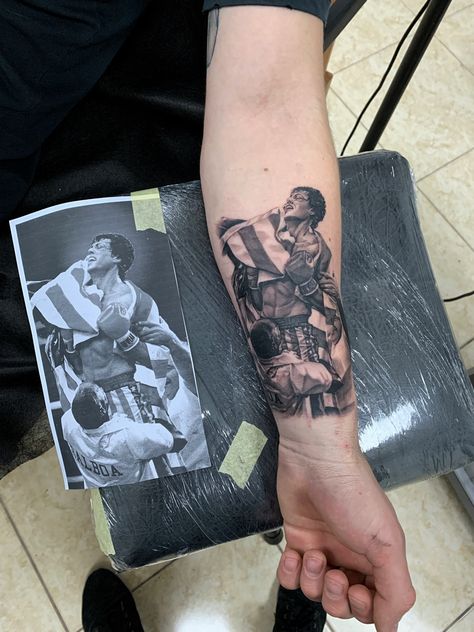 Roky Balboa tattoo #rokybalboatattoo Rocky Balboa Tattoo, Rocky Tattoo, Rocky Balboa, Tattoo Work, Balboa, I Tattoo, Skull Tattoo, Rocky, Nba