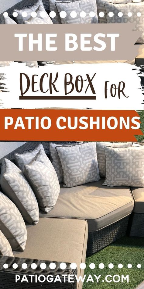 Patio Cushion Storage | Deck Box for Cushions | Waterproof Deck Box | Patio Cushion Deck Box | Outdoor Deck Box | Waterproof Outdoor Storage | Deck Towel Storage | #deckbox #storage #outdoors #declutter #patio Storing Outdoor Cushions, How To Store Outdoor Cushions, Patio Cushion Storage Ideas, Diy Patio Storage, Outdoor Cushion Storage Ideas, Patio Cushion Storage, Outdoor Couch Cushions, Outdoor Garden Storage, Waterproof Outdoor Storage