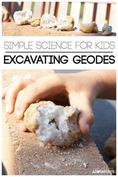 Excavating Geodes Simple Science for Kids Earth Science Projects, Kitchen Science Experiments, Steam Kids, Homeschool Science Curriculum, Science Discovery, Second Grade Science, Earth Month, Math Activities For Kids, Simple Science