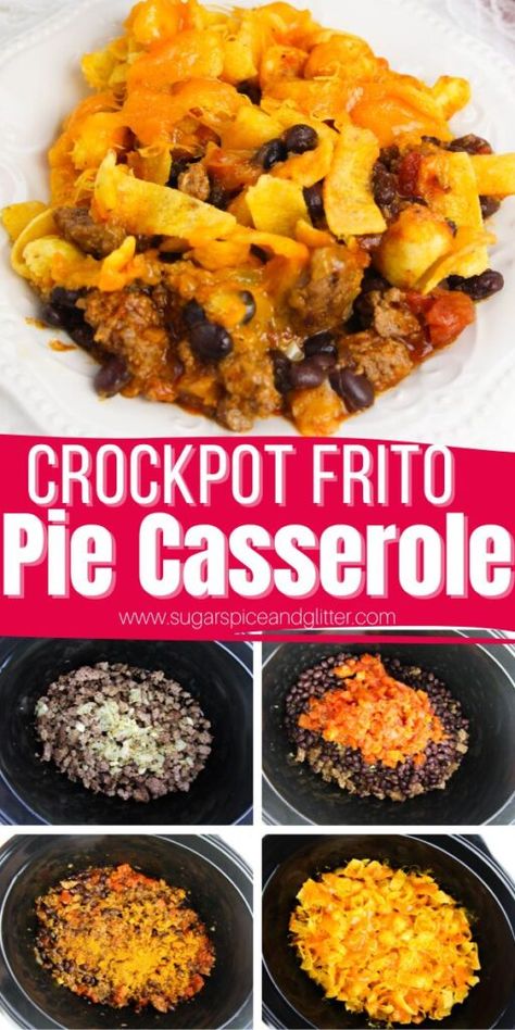 Frito Chili Pie Crockpot, Fritos Pie Crockpot, Crockpot Frito Casserole, Crockpot Frito Pie With Enchilada Sauce, Frito Pie Recipe Crockpot, Crockpot Frito Pie Recipe, Recipes Using Fritos, Recipes With Fritos Chips, Frito Pie Crockpot