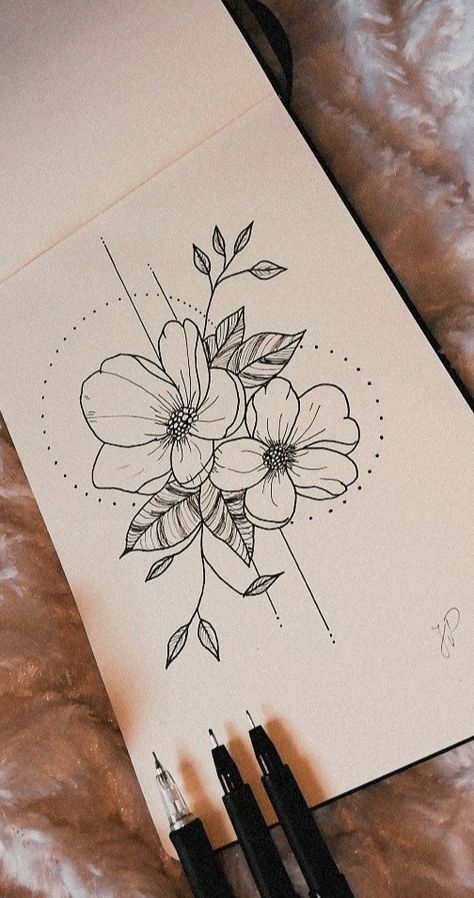 Easy Flower Bouquet Drawing, Flower Bouquet Drawing, Flower Tat, Easy Cartoon, Knife Drawing, Easy Flowers, Stick Drawings, Easy Flower Drawings, Simple Flower Design