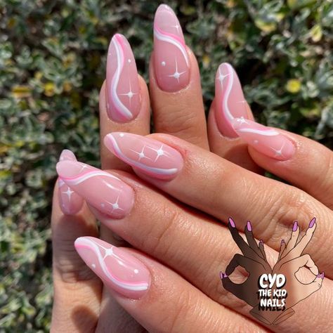 Almond Nails Pink, Almond Acrylic Nails Designs, Baby Pink Nails, Her Nails, Pink Nail Art, Almond Nails Designs, Almond Acrylic Nails, Pink Nail Designs, White Nail