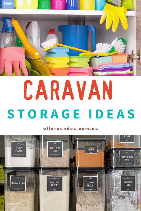 Caravan Pantry Storage, Caravan Shelving Ideas, Caravan Storage Ideas Organizing, Storage Ideas For Caravans, Caravan Overhead Storage Ideas, Caravan Wardrobe Storage Ideas, Caravan Clothes Storage Ideas, Caravan Diy Hacks, Caravan Hacks Ideas