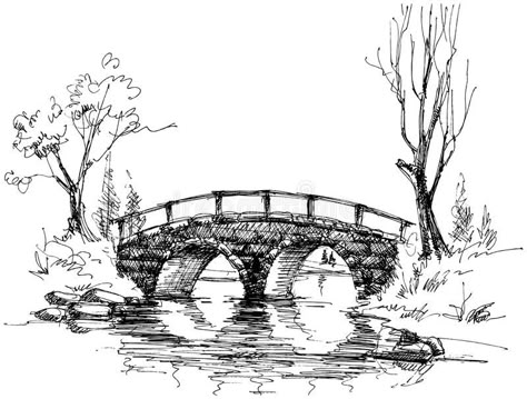 Stone bridge over river. A sketch of landscape with bridge over river , #Affiliate, #bridge, #Stone, #river, #landscape, #sketch #ad River Sketch, Trees Sketch, River Drawing, Bridge Over River, Bridge Drawing, Landscape Pencil Drawings, Tree Sketches, Pen Art Drawings, Landscape Sketch