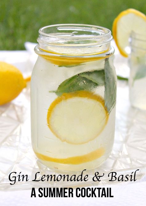 Gin Lemonade & Basil - Summer Cocktails - Lets Talk Mommy Gin Lemonade, Basil Drinks, Drink Styling, Gin And Lemonade, Basil Cocktail, Herbal Drink, Virgin Cocktails, Lemonade Punch, Basil Lemonade