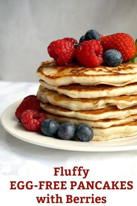 Egg Free Pancake Recipe, Blw Ideas, Eggless Pancakes, Egg Free Pancakes, Allergy Recipes, Pancakes Breakfast, Cottage Cheese Pancakes, Pancakes From Scratch, Fluffy Eggs