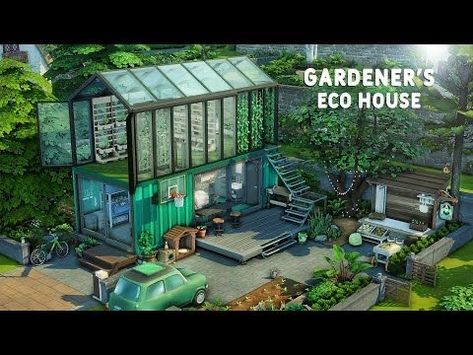 Eco Living Sims 4, Sims 4 Tiny Eco House, Sims 4 Plant Lover House, Sims4 Eco House, Eco Home Sims 4, Sims 4 Earthship, Sims Eco Lifestyle, Ecolifestyle Sims 4 House, Sims Container House