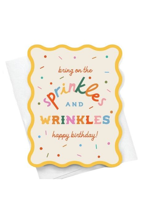 Bring on the Sprinkles and Wrinkles Happy Birthday Notecard 30 Birthday Card Diy, Card Design Birthday, Fun Greeting Cards, Birthday Illustration Design, Letter Design Ideas, Birthday Card Design Ideas, Birthday Branding, Bday Card Ideas, Cute Birthday Card Ideas