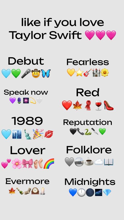 #taylorswift #album #debut #fearless #speaknow #red #1989taylorsversion #reputation #lover #folklore #evermore #midnights #emojis Album Receipts, Aesthetic Art Love, Taylor Swift Cake, Fearless Album, Folklore Evermore, Real Quick, Taylor Swift Album, Debut Album, Texts