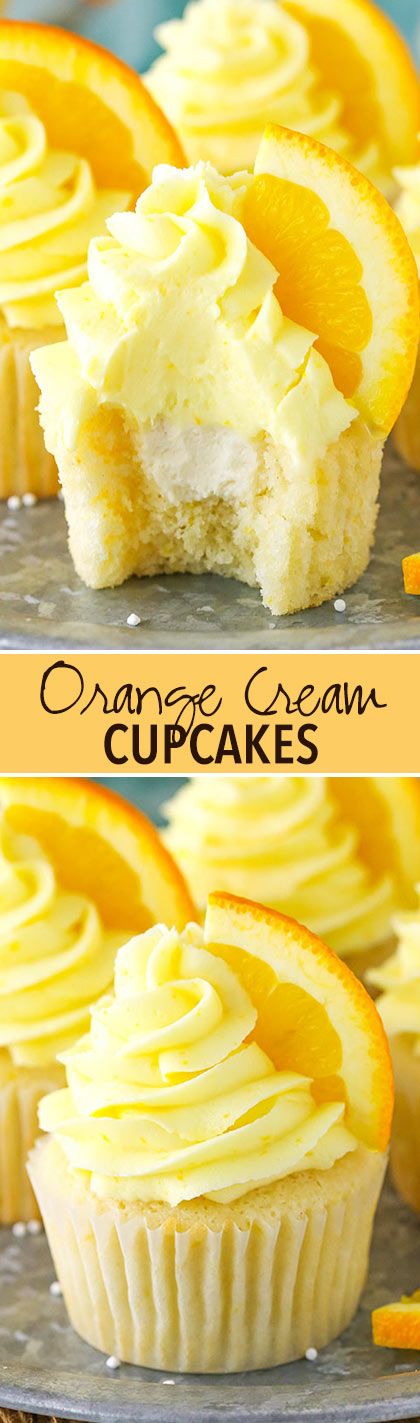 Orange Cream Cupcakes Orange Creamsicle Dessert, Creamsicle Dessert, Delicious Cupcakes Recipes, Orange Cupcakes, Cream Cupcakes, Gourmet Cupcakes, Cream Filling, Cupcake Flavors, Cupcakes Recipe