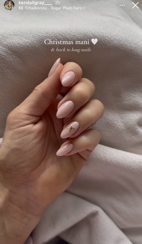 Champagne Chrome Almond Nails, Badem Nokti, Basic Gel Nails Short, Nails For 11 Year Girl, Almond Nude Nail Designs, Almond Nails New Years, Single Nail Design, Ballet Core Nails, Minimalistic Christmas Nails