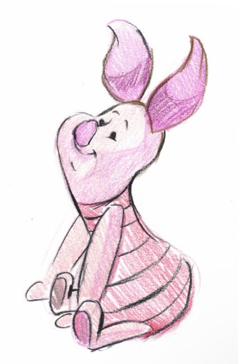 Pooh Bear And Piglet Drawing, Drawing Pooh Bear, Watercolor Piglet Disney, Piglet Drawing Sketches, Winnie The Pooh Piglet Drawing, Whinny The Pooh Drawing, Piggy Tattoo Cute, Pooh Bear And Piglet Tattoo, Winnie The Pooh Drawing Ideas