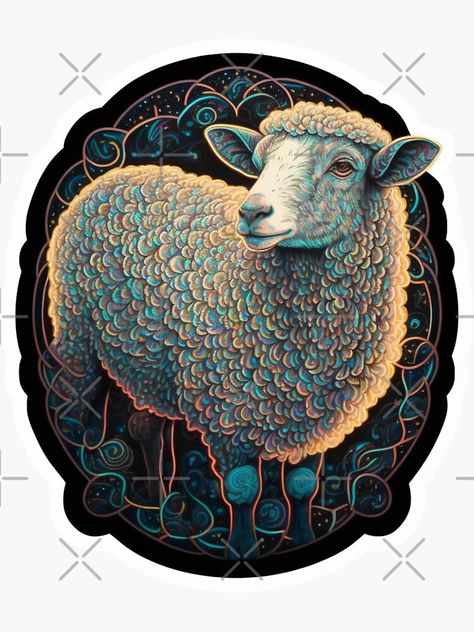 Chinese Zodiac Sheep, Chinese Zodiac Art, Sheep Sticker, Zodiac Art, Scopes, Chinese Zodiac, Sheep, Art Deco, China