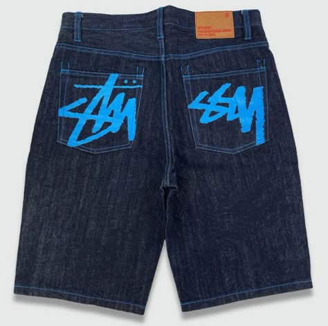 Designs On Jorts, Custom Jorts, Stussy Jeans, Stussy Jorts, Spiderman Keychain, Stussy Clothing, Clothing Png, Denim Pants Fashion, Mode Hippie