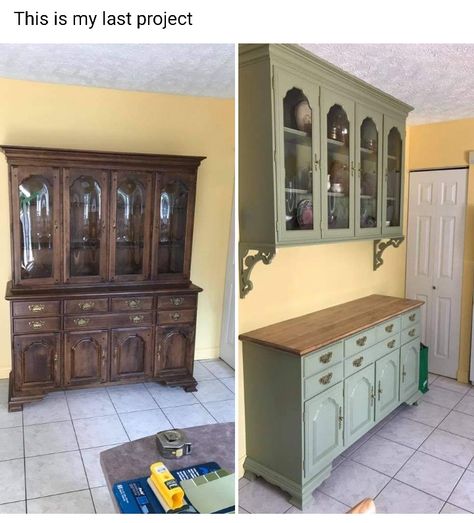 Old China Cabinet, Colorful Cottagecore, Pine Hutch, Furniture Repurposing, Furniture Flipping, Kitchen Witchery, Kitchen Redesign, Coffee Bars, Kitchen And Dining Room