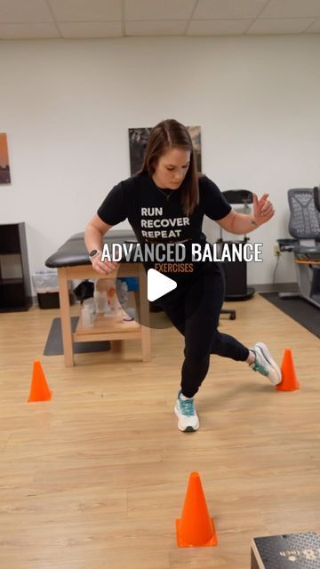 The Running PTs on Instagram: "🚨ADVANCED BALANCE EXERCISES🚨  💥Part 2 of the balance exercises we posted previously.   💥Many of these exercises are great for single leg balance which we need for running, especially on  those trails, and are harder because they are dynamic rather than standing still.   💥 They’re great for foot and ankle stability and strength too!   This information is not intended to be medical advice. Consult with your physician or physical therapist before beginning any exercise program.   #running #balance #strength #mobility #injuryprevention #runninginjury #singlelegbalance #dynamicbalance #raleigh #runner #dpt" Mobility And Stability Exercises, Standing Balance Exercises, Balance Exercises Stability Workout, Balancing Exercises Stability Strength, Dynamic Balance Activities For Elderly, Balance Workout Exercises, Balance Exercises Stability, Strength Mobility, Balance Workout