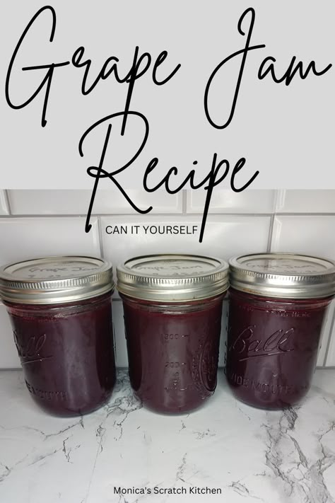 grape jam with pectin Grape Jam Recipe, Grape Jam, Jam Recipes Homemade, Canning Jam, Jam And Jelly, Jam Recipe, Jelly Recipes, Home Canning, Homemade Recipe