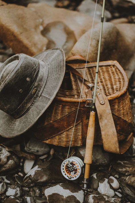 Vintage Fisherman Aesthetic, Fishermen Aesthetic, Fisherman Aesthetic, Fishing Bedroom, Fishing Aesthetic, Vintage Fly Fishing, Fishing Wall Art, Vintage Entryway, Fly Fishing Photography