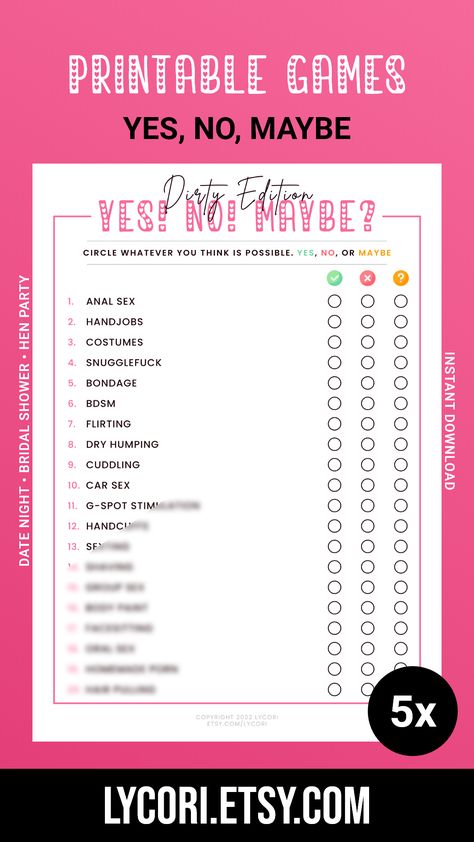 Yes, No, Maybe Game, Valentine's Day Party Game, Fun Printable Game, Adults Only Valentines Day Activities For Couples, Online Games For Couples, Love Games For Couples, Valentines Games For Couples, Simon Says Game, Yes No Maybe, Valentine's Day Party Games, Valentine's Day Celebration, Valentines Games