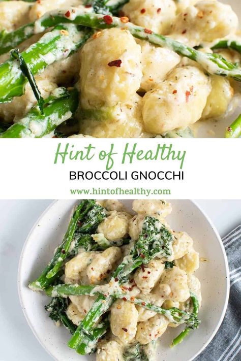 This easy broccoli gnocchi is made in less than 10 minutes, making it the perfect choice for quick weeknight dinners. Crispy seared broccoli and soft gnocchi are cooked together in a creamy creme fraiche sauce with Parmesan and cheddar cheese. A delicious vegetarian dish that's incredibly simple to prepare. Broccoli Gnocchi, Sauce For Broccoli, Creme Fraiche Sauce, Creme Fraiche Recipes, Gnocchi Dishes, Broccoli Dishes, How To Cook Gnocchi, Easy Broccoli, Meat Free Monday