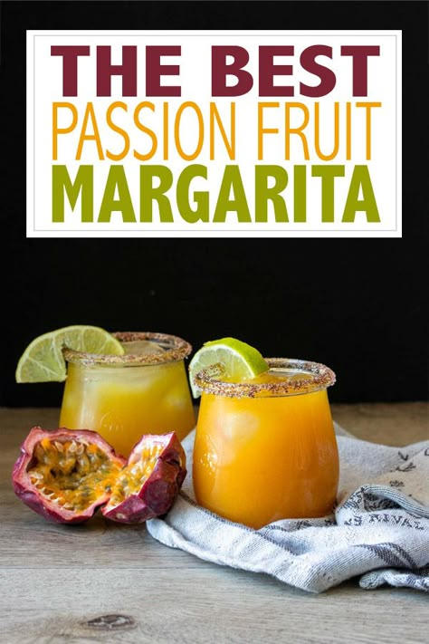 Fruit Margarita Recipe, Passion Fruit Margarita Recipe, Passion Fruit Mojito, Passion Fruit Margarita, Fruit Margarita, Passionfruit Recipes, Fruit Plus, Passion Fruit Syrup, Margarita On The Rocks