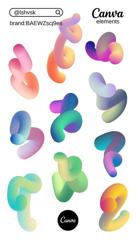 3d gradient abstract shapes by lshvsk on Canv Canva Stickers, 3d Gradient, Food Illustration Design, Canva Hacks, Canva Keywords, Elements Canva, Alphabet Photos, Keyword Elements Canva, Canva Elements Keyword