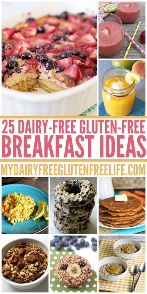 breakfast-collage-withtext Dairy Free Gluten Free Breakfast, Gluten Free Breakfast Ideas, Nut Free Breakfast, Gluten Free Dairy Free Breakfast, Dairy Free Breakfast Recipes, Gf Breakfast, Breakfast Low Carb, Gluten Free Breakfast, Dairy Free Breakfasts