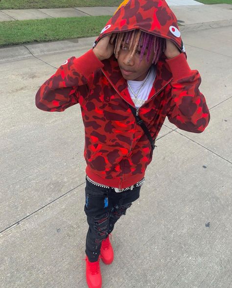 Hoodie Men Outfit, Red Hoodie Outfit, Jordans Outfit For Men, Bape Outfits, Supreme Hoodie, Cute Dreads, Bape Hoodie, Guys Fits, Jordan Outfit