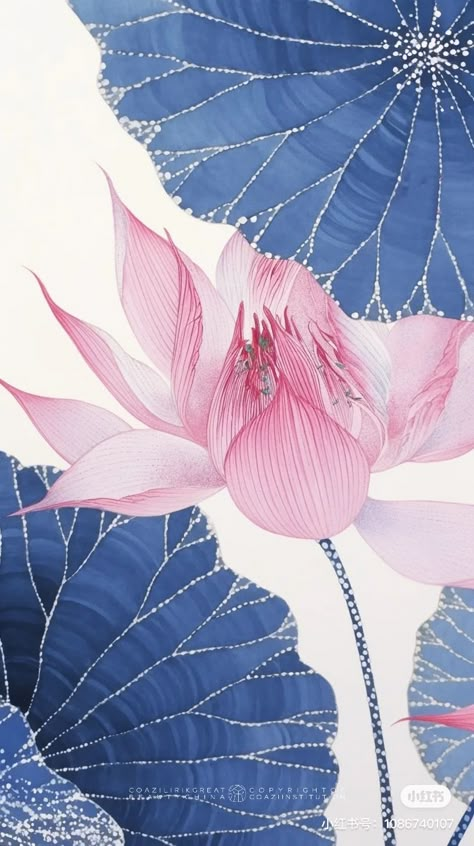 Lotus Print Fabric, Lotus Flower Illustration, Lotus Flower Watercolor, Lotus Watercolor, Lotus Flower Wallpaper, Lines And Dots, Lotus Flower Art, Lotus Painting, Blue Lotus Flower