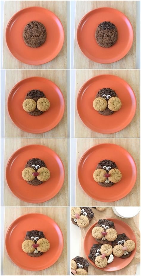 Groundhog Cookies Decorated, Groundhog Desserts, Groundhog Day Treats, Groundhog Day Cookies, Groundhog Snack, Groundhog Day Food, Groundhog Day Snacks, Groundhog Cake, Ground Hog Day Crafts